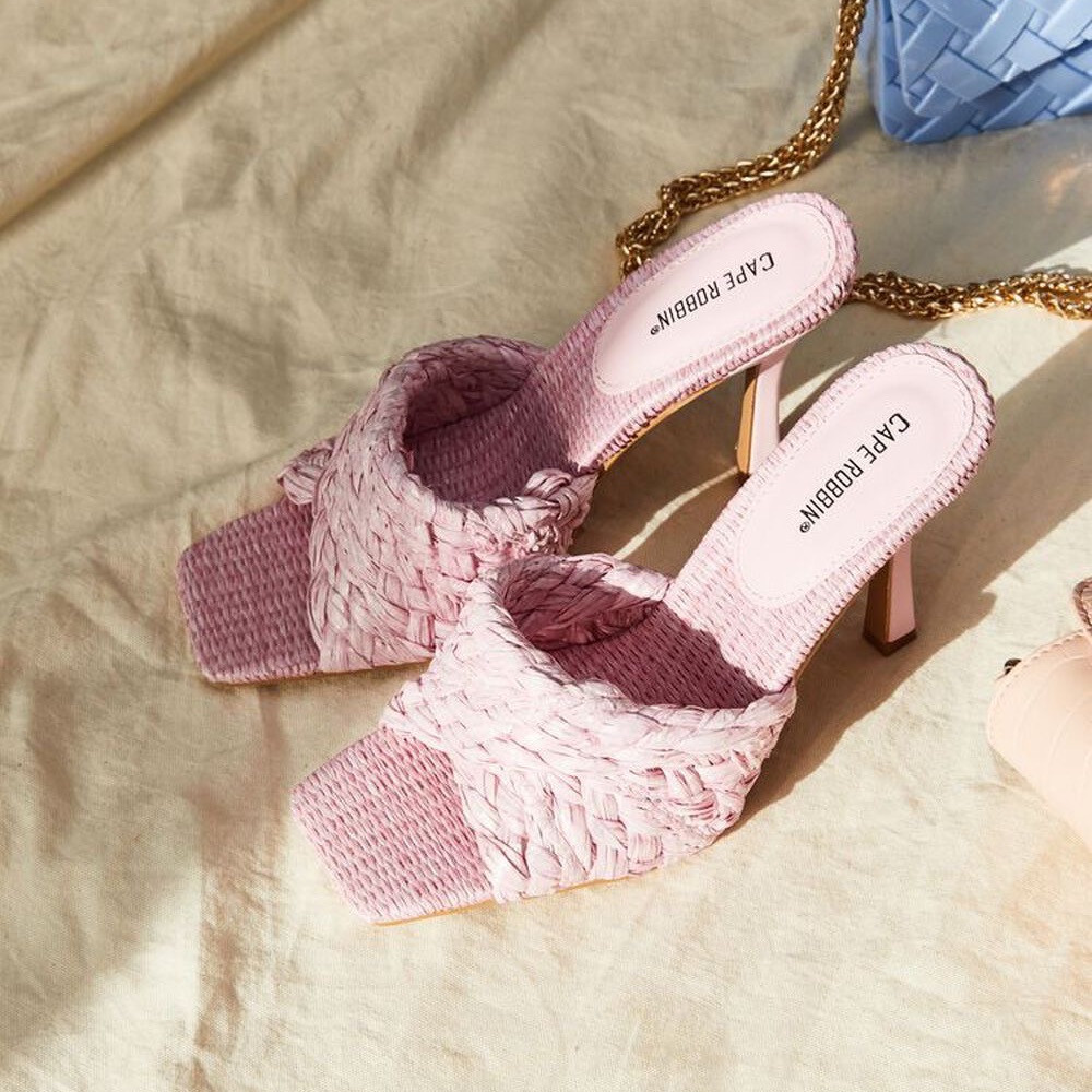 F21 Pink Basketwoven heels